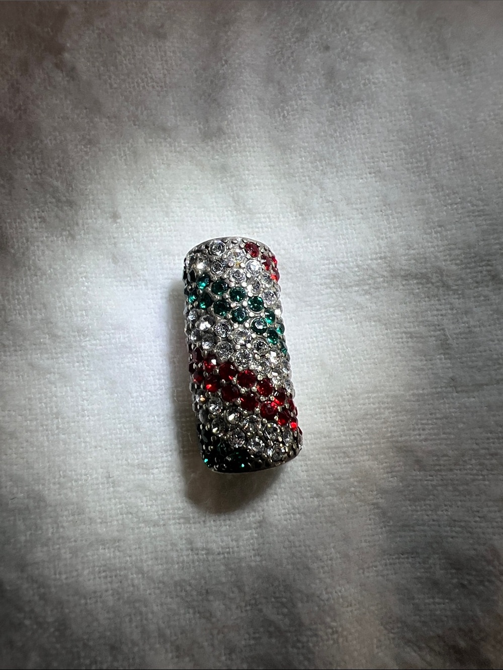 Brighton Crystal Pave Tube Bead - Red, Green, Clear Perfect for Christmas 🎄
